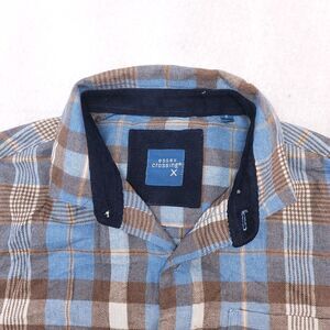 Essex Crossing Tartan Flannel Long Sleeve Button Shirt Mens Size S Brown Blue